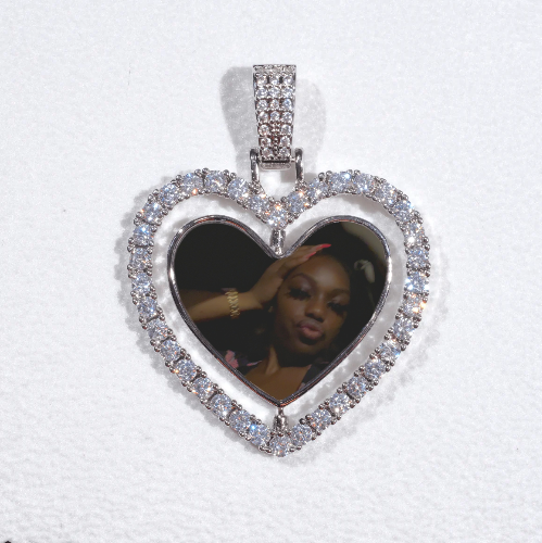 3D Spinning 2-Faced Heart Custom Picture Pendant