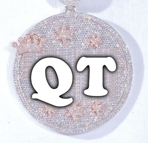 CUSTOM LETTER NECKLACE 3D BIG CROWN DISC