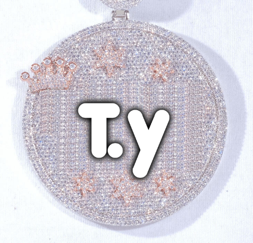 CUSTOM LETTER NECKLACE 3D BIG CROWN DISC