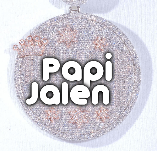 CUSTOM LETTER NECKLACE 3D BIG CROWN DISC