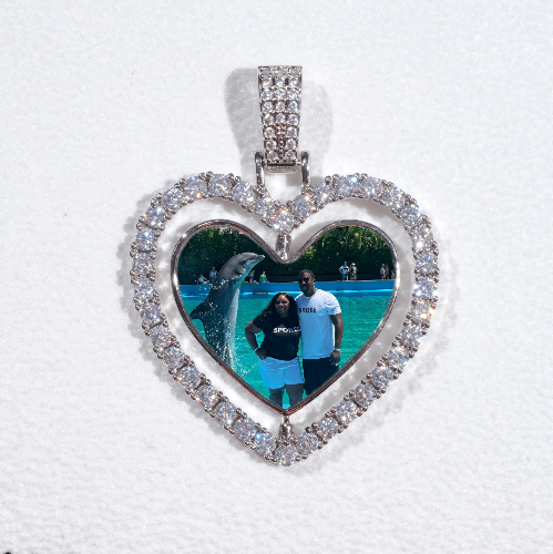 3D Spinning 2-Faced Heart Custom Picture Pendant