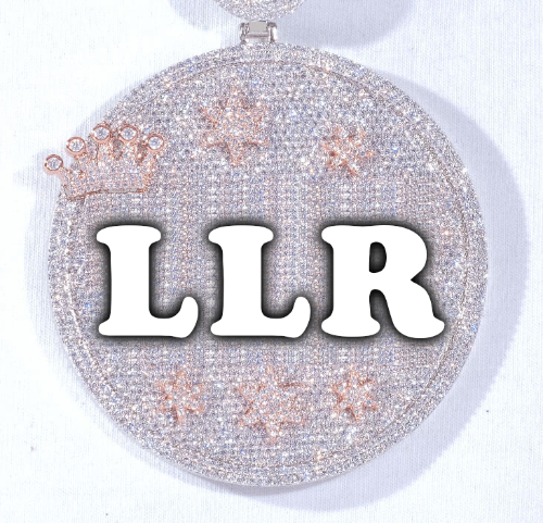 CUSTOM LETTER NECKLACE 3D BIG CROWN DISC