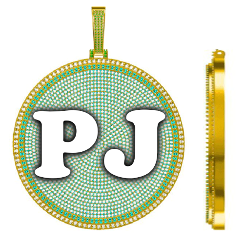 CUSTOM LETTER NECKLACE 3D BIG DISC