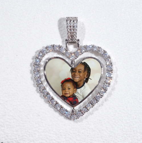 3D Spinning 2-Faced Heart Custom Picture Pendant
