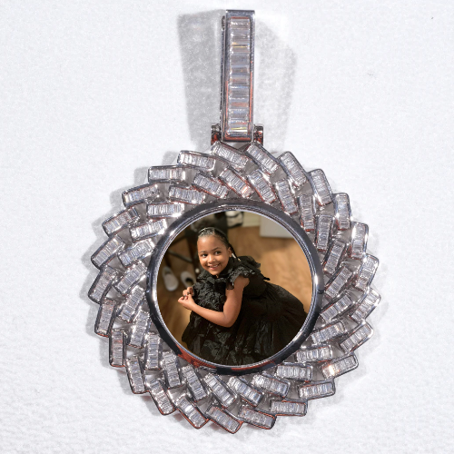 Large 3D Baguette Custom Picture Pendant