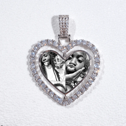 3D Spinning 2-Faced Heart Custom Picture Pendant