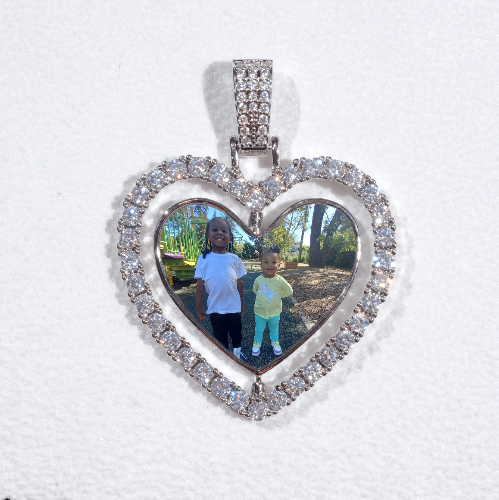 3D Spinning 2-Faced Heart Custom Picture Pendant