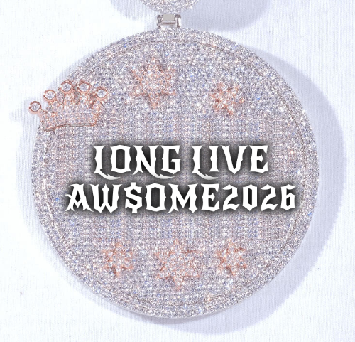 CUSTOM LETTER NECKLACE 3D BIG CROWN DISC