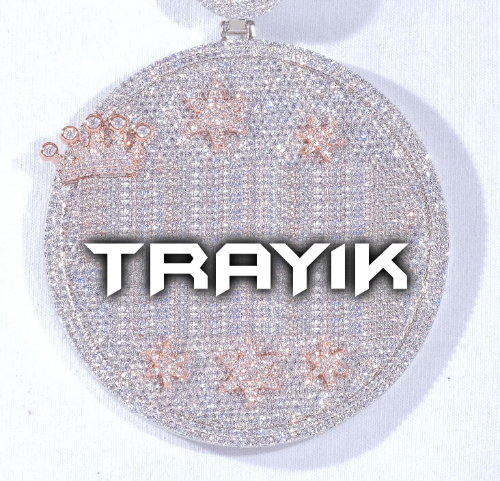CUSTOM LETTER NECKLACE 3D BIG CROWN DISC