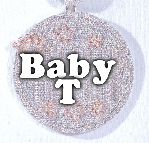 CUSTOM LETTER NECKLACE 3D BIG CROWN DISC