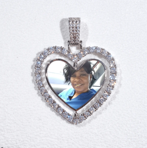 3D Spinning 2-Faced Heart Custom Picture Pendant