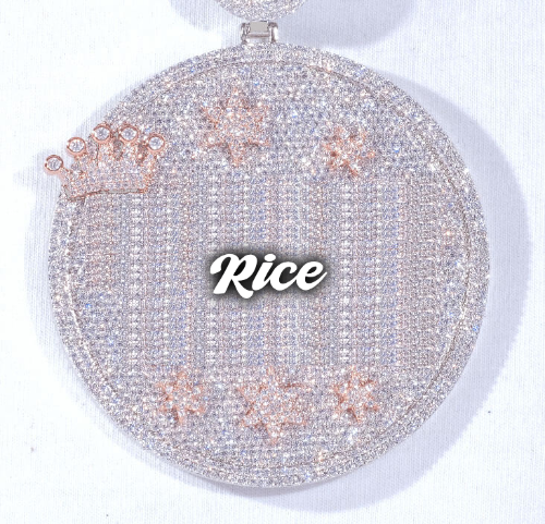 CUSTOM LETTER NECKLACE 3D BIG CROWN DISC