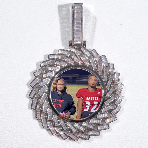 Large 3D Baguette Custom Picture Pendant
