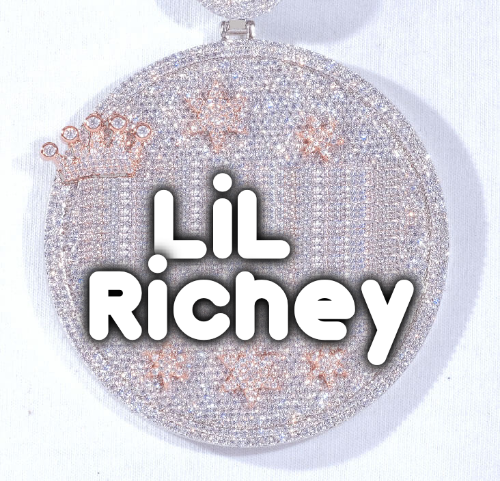 CUSTOM LETTER NECKLACE 3D BIG CROWN DISC