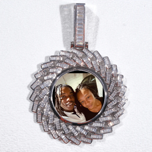 Large 3D Baguette Custom Picture Pendant
