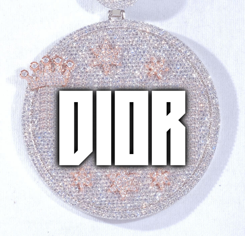 CUSTOM LETTER NECKLACE 3D BIG CROWN DISC