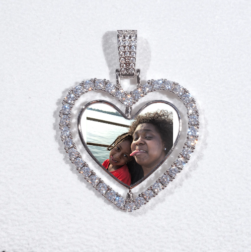 3D Spinning 2-Faced Heart Custom Picture Pendant