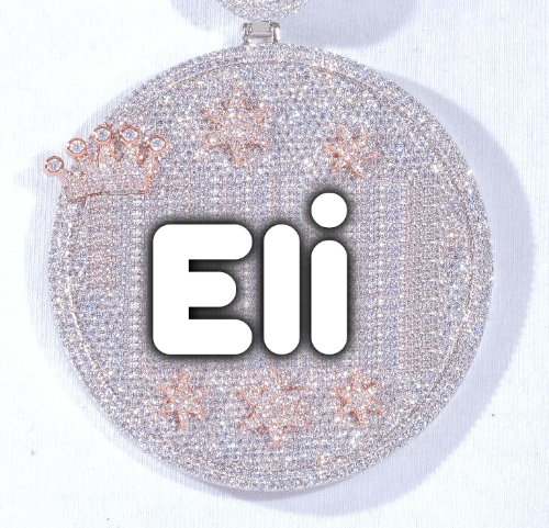 CUSTOM LETTER NECKLACE 3D BIG CROWN DISC