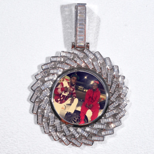 Large 3D Baguette Custom Picture Pendant