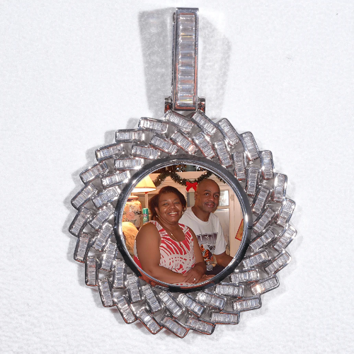 Large 3D Baguette Custom Picture Pendant