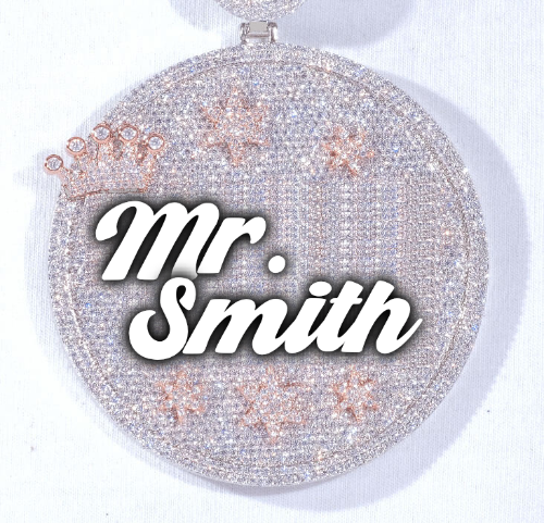 CUSTOM LETTER NECKLACE 3D BIG CROWN DISC
