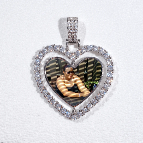 3D Spinning 2-Faced Heart Custom Picture Pendant