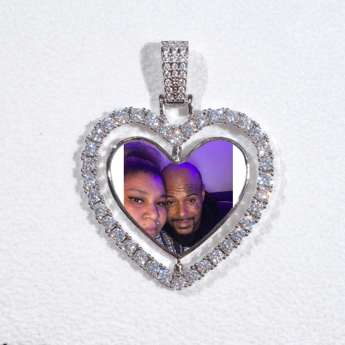 3D Spinning 2-Faced Heart Custom Picture Pendant