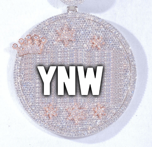 CUSTOM LETTER NECKLACE 3D BIG CROWN DISC
