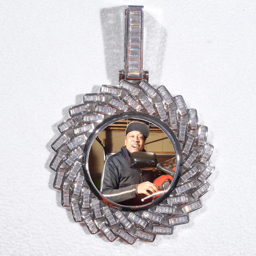 Large 3D Baguette Custom Picture Pendant