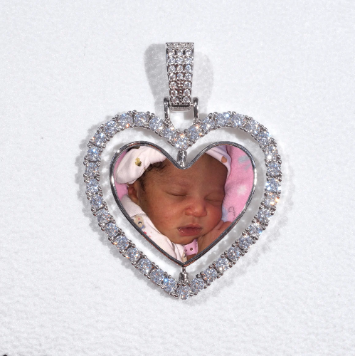3D Spinning 2-Faced Heart Custom Picture Pendant