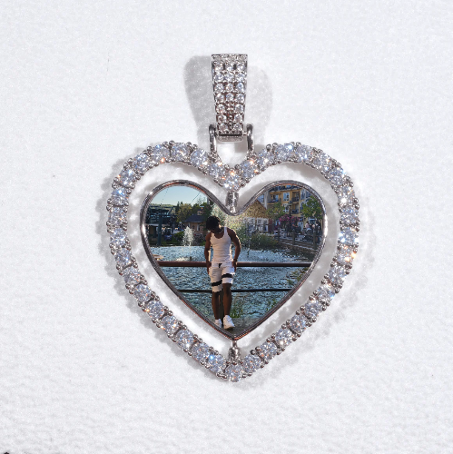 3D Spinning 2-Faced Heart Custom Picture Pendant