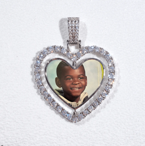 3D Spinning 2-Faced Heart Custom Picture Pendant