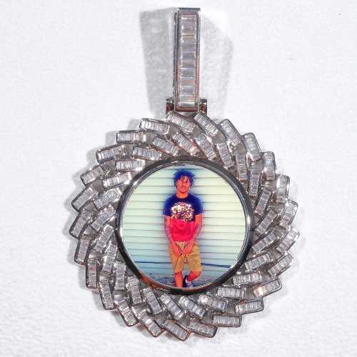 Large 3D Baguette Custom Picture Pendant