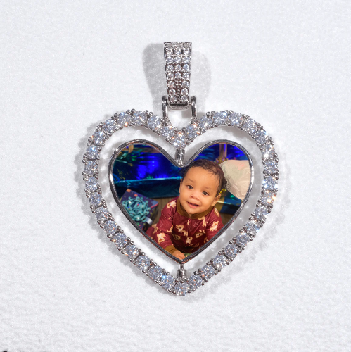 3D Spinning 2-Faced Heart Custom Picture Pendant