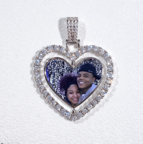3D Spinning 2-Faced Heart Custom Picture Pendant