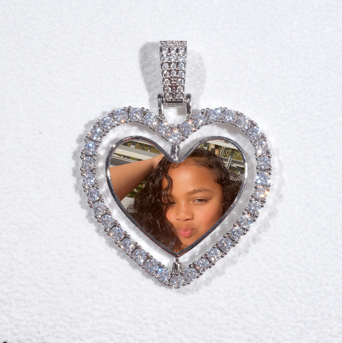 3D Spinning 2-Faced Heart Custom Picture Pendant