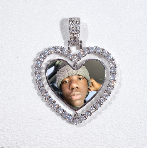 3D Spinning 2-Faced Heart Custom Picture Pendant