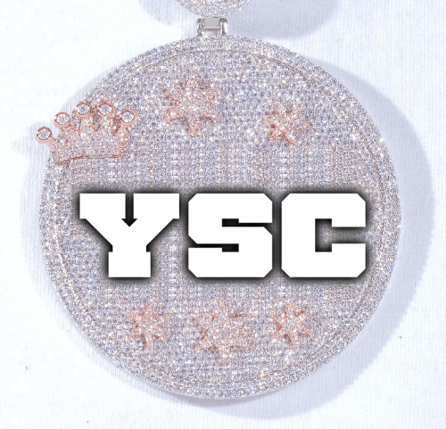 CUSTOM LETTER NECKLACE 3D BIG CROWN DISC