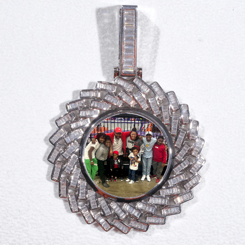 Large 3D Baguette Custom Picture Pendant
