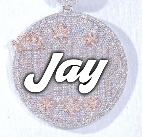 CUSTOM LETTER NECKLACE 3D BIG CROWN DISC