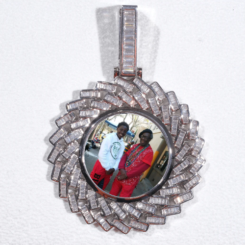 Large 3D Baguette Custom Picture Pendant
