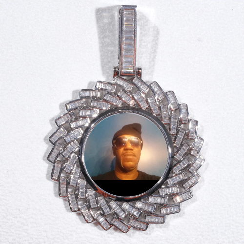 Large 3D Baguette Custom Picture Pendant