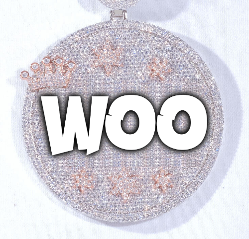 CUSTOM LETTER NECKLACE 3D BIG CROWN DISC