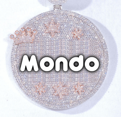 CUSTOM LETTER NECKLACE 3D BIG CROWN DISC