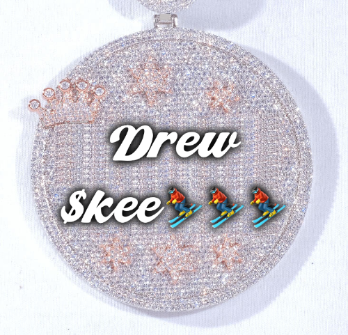 CUSTOM LETTER NECKLACE 3D BIG CROWN DISC