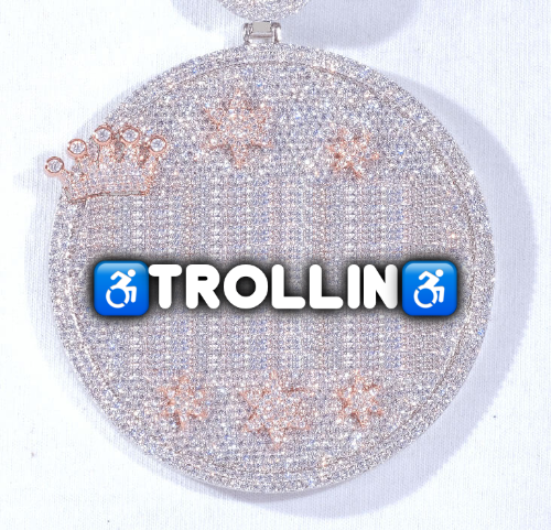 CUSTOM LETTER NECKLACE 3D BIG CROWN DISC