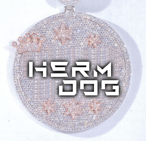 CUSTOM LETTER NECKLACE 3D BIG CROWN DISC
