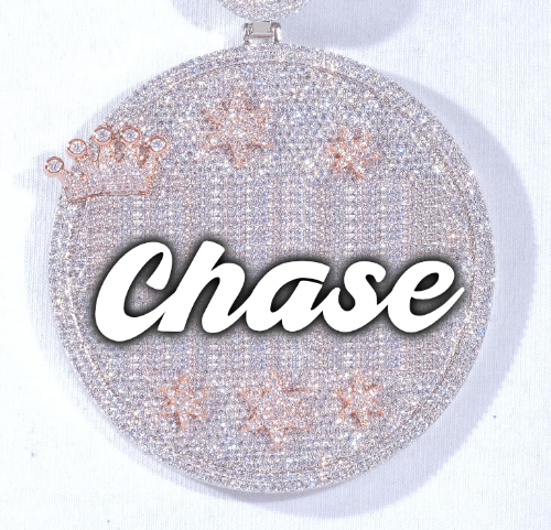 CUSTOM LETTER NECKLACE 3D BIG CROWN DISC