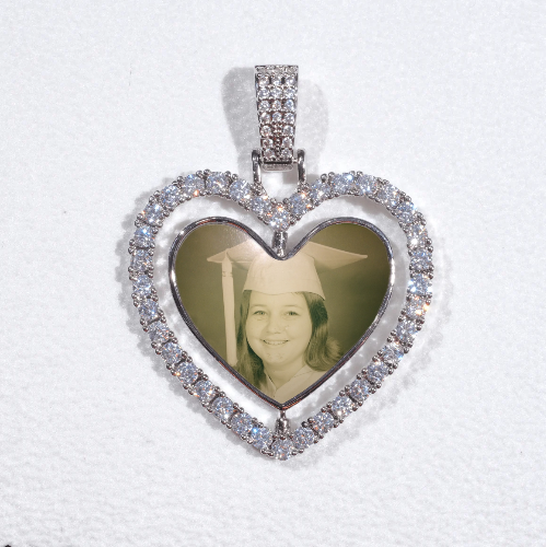 3D Spinning 2-Faced Heart Custom Picture Pendant