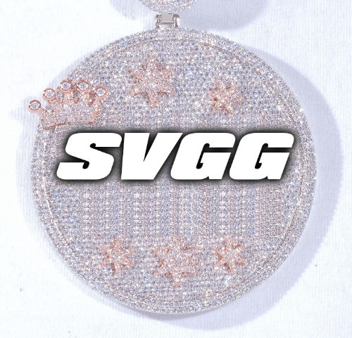 CUSTOM LETTER NECKLACE 3D BIG CROWN DISC
